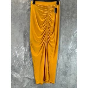 INC International Concepts Women's Roasted Squash Ruched Slit Midi Skirt SZ XS